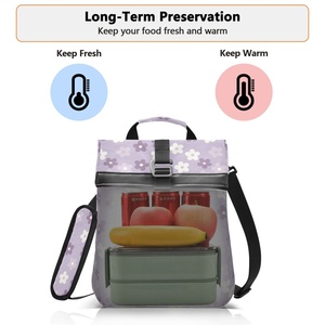 Sac à déjeuner isotherme pliable de haute qualité en cuir PU pour femme, sac à bandoulière réutilisable pour transporter les aliments - Product Image 5