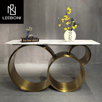 Table de Console de mur d'acier inoxydable d'or de base de cercle rond de meubles de salon de prix usine avec le dessus de marbre