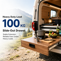 Glissières de tiroir robustes de luxe à verrouillage, capacité de charge 100 kg, extension complète, rails à roulements à billes, métal + plastique, pour camping-car et fourgon aménagé