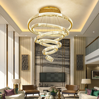 Lustre suspension en cristal lumière décor plafond acier inoxydable fer salon haute suspension luxe LED moderne OGS / OEM