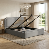 Meubles de chambre à coucher européens, cadre de lit king size, tissu rembourré, lit double moderne de luxe avec rangement