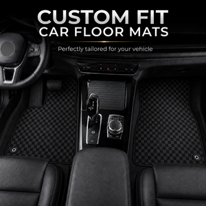 Tapis de voiture personnalisés antidérapants et imperméables en caoutchouc latex à motif damier rouge, <span class=keywords><strong>bleu</strong></span>, noir, blanc - Product Image 2