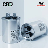 Condensateur à film cylindrique certifié CRD 15F 450V CBB65 avec boîtier en aluminium pour pompe de machine à laver, moteur de machine de nettoyage