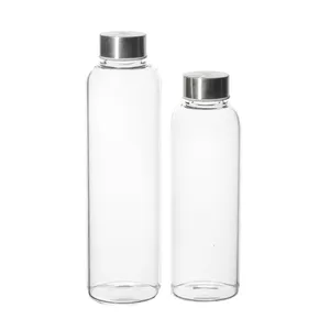 Proveedor de botellas de vidrio personalizadas de la marca KDG Vidrio de borosilicato de alta calidad 300ml 500ml 750ml 1000ml Botellas de agua de vidrio