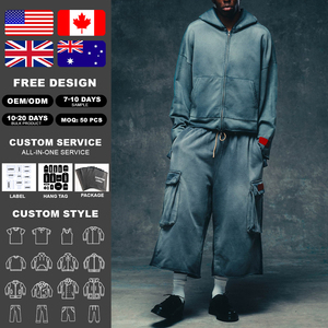 KingSen Unisex Heavyweight 100% Cotton Zip Up Hoodie Vintage <b>Washed</b> Oversized Loose Sweatshirt Distressed Style Streetwear - Product Image 2