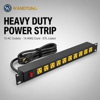 Barre d'alimentation robuste 19'' 1U avec prises de type US, interrupteur marche/arrêt et protection contre les surcharges, PDU montable en rack pour centre de données