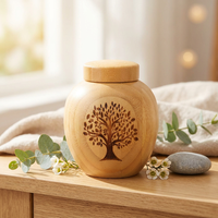 Urna de Bambú para Cremación de Mascotas, Biodegradable, Ecológica, con Grabado de Árbol de la Vida, Recuerdo Natural para Perros, Gatos y Animales Pequeños