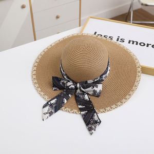 Nouveau design Vente en gros Chapeau de paille personnalisé avec gros nœud papillon Chapeau de soleil pliable pour femmes - Product Image 5