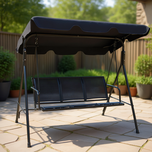 Fauteuil suspendu de jardin pour 3 personnes, style traditionnel en fer, mobilier d'extérieur pour cour et patio - Product Image 2