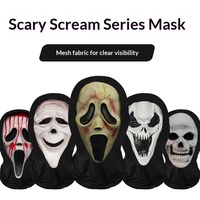Masque de tête d'horreur drôle et effrayant, nouveau style importé, en maille respirante, masque de tête de mort fantôme pour fête d'Halloween, masque de farce