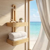 Porte-serviettes de salle de bain en bambou suspendu, 2 ou 3 niveaux, traditionnel, antirouille, imperméable, anti-taches, auto-drainant
