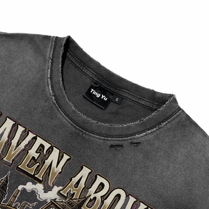 T-shirts en coton respirants pour hommes, style vintage, délavés à l'acide, effet vieilli, personnalisables avec impression DTG Floating City, pour la vente en gros (OEM/ODM) - Product Image 3