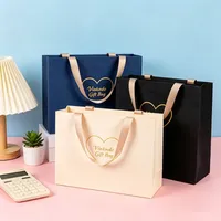 Sac fourre-tout personnalisé avec logo pour le shopping, ruban, emballage cadeau pour mariage, bijoux, boucles d'oreilles, huiles, pochette à poignée pour boutique