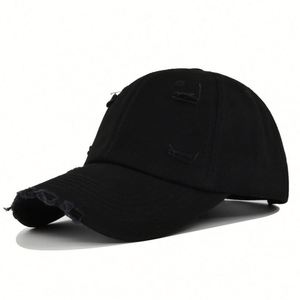 High Quality Wholesale Distressed Dad Hat Black Baseball <b>Cap</b> Broken Curved Bill Leopard Checkered <b>Plain</b> Washed Baseball <b>Cap</b> - Product Image 2