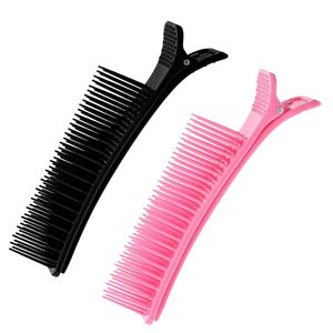Pince <span class=keywords><strong>à</strong></span> <span class=keywords><strong>cheveux</strong></span> personnalisée pour salon de coiffure, colorée rose et noire, <span class=keywords><strong>avec</strong></span> peigne intégré, pour franges sans trace, outil de salon - Product Image 1