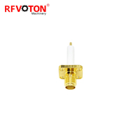 Connecteur SMA femelle coaxial RF à bride 4 trous avec isolateur allongé de 15 mm et broche de 3 mm