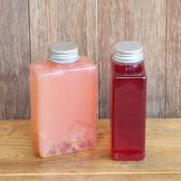 Bouteille carrée en PET transparent de 400 ml de qualité alimentaire pour boissons gazeuses avec couvercle, vente directe usine OEM