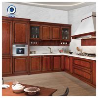 Ensemble d'armoires de cuisine en bois massif sur mesure, meubles de cuisine en bois massif pour la décoration de villas et d'hôtels