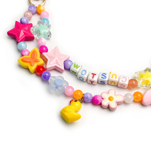 Custom <b>Name</b> Beaded Keychain Star Flower Duck Pendant Personalized Girl Core Bag Charm Plastic Beads <b>Chains</b> Design - Product Image 6