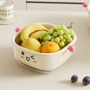 An Zhenya Double Layer Fruit <b>Basket</b> With Lid Dustproof <b>Storage</b> Bowl Cute Design For Kitchen Living Room - Product Image 1