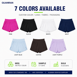 Shorts de course pour femmes 2 en 1 respirants à séchage rapide, double couche, taille haute, ceinture élastique, shorts de sport pour la salle de sport - Product Image 5