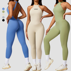 Custom 4-Way Stretch Women's Quick Dry 1pcs Yoga Bodysuit V Waist Scrunch Butt <strong>Tight</strong> Fitness Workout Running Sports Jumpsuits - Product Image 2