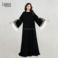 Abaya Negra de Ramadán para Mujer, Ropa de Oración Árabe Islámica de Dubái, Vestidos Musulmanes para Mujer, Kebaya, Caftán, Túnica Musulmana Femenina
