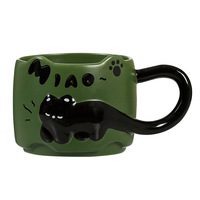 Tasse à café en céramique gaufrée Estick, empilable, motif chat mignon, souvenir d'anniversaire pour femme