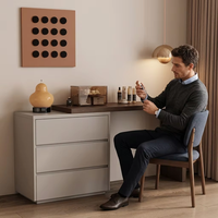 Ensemble de coiffeuse de chambre amovible, table de maquillage avec commode, panneau écologique en bois massif et tiroirs en bois massif