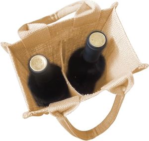 Custom 2 <b>Bottle</b> Wine <b>Bottle</b> Bag Burlap Jute Wine <b>Bottle</b> Bag with Soft Cotton Handles for Wedding - Product Image 6