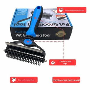 Peigne démêlant et brosse à poils 2-en-1 en acier inoxydable pour chien, pour éliminer les nœuds et les poils flottants - Product Image 4