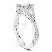 Anillo de Compromiso y Boda de Lujo con Diamante Cultivado en Laboratorio, Corte Esmeralda, E VVS2, Certificado IGI, Oro Sólido de 14K, Unisex, Aniversario Natural