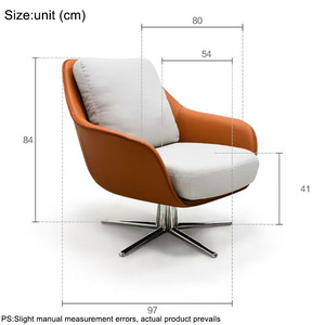 Fauteuil de bureau pivotant de style moderne, chaise de loisirs individuelle pour salon et balcon, fauteuil lounge individuel orange vif, prix d'usine - Product Image 6