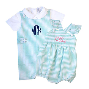<span class=keywords><strong>Frère</strong></span> soeur correspondant tenues de frères et soeurs grand <span class=keywords><strong>frère</strong></span> petite soeur barboteuse Seersucker bambin bébé bulle tenues de famille - Product Image 1