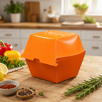 Boîte à hamburger jetable en carton avec couvercle articulé, design coquille, pour la vente en gros de plats à emporter