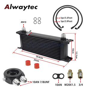 Kit pendingin minyak 13 baris Universal 10AN Filter oli transmisi pendingin mesin Sandwich Adapter Kit Jalur selang kepang nilon - Product Image 6