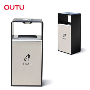 Metal Garbage Can Outdoor Street Metal Rubbish Stainless Steel Trash Bin Garbage Waste Bin Trash Can For Public