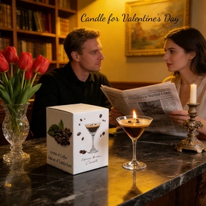 Nến thơm Oshine làm từ sáp đậu nành tự nhiên, đựng trong ly thủy tinh, mùi Espresso Martini, ý tưởng quà tặng thú vị, quà tặng cho tiệc độc thân, quà tặng lễ hội - Product Image 2