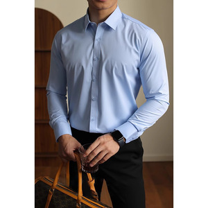 رجل تويل الربيع اللباس قميص طويل الأكمام خالية من التجاعيد مكافحة بيلينغ الطباعة الرقمية الرسمية الأعمال عارضة زر أسفل القمصان - Product Image 5