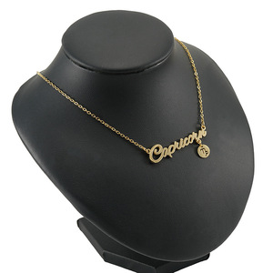แฟชั่นใหม่สร้อยคอชุบทอง18K สแตนเลสตัวอักษรราศี12ดาวสำหรับผู้หญิง - Product Image 4
