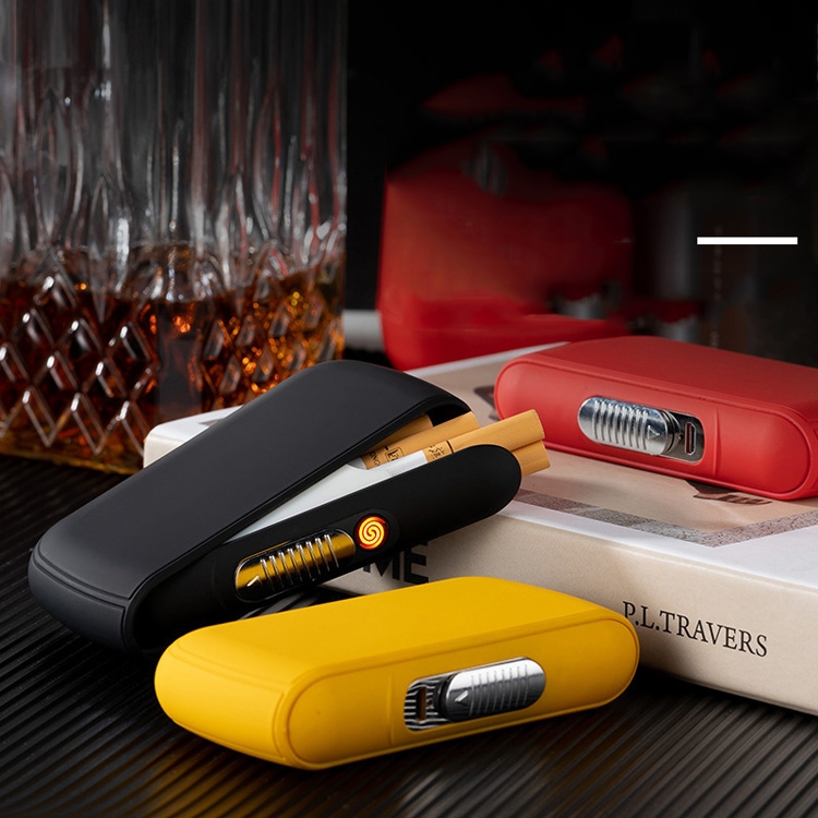 Portable 2 in 1 Multi-function USB Cigarette Lighter Cigarette case Rechargeable Lighter 10 Packs Thick Cigarette case