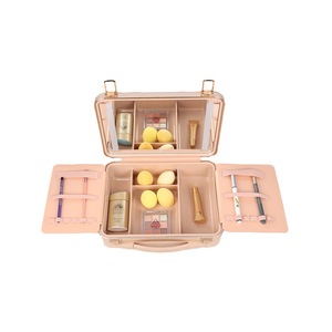 Estuche de cosméticos OBOX rosa de PVC de gran capacidad con cerradura y asa suave para maquillaje y viajes, primavera 2024 DX-12 - Product Image 5