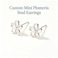 Pendientes de Plata de Ley 925 con Diseño de Plumeria, Joyería Floral Hawaiana para Mujer, Personalizados OEM
