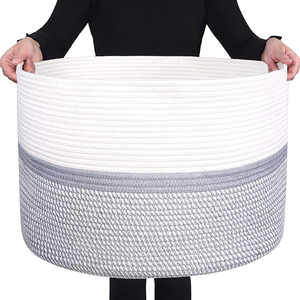 xxl Extra Large Storage Baskets Cotton Rope Sundries Toys Basket Woven Baby Laundry Basket With Handle
