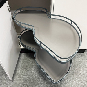 Cesta de almacenamiento para gabinete, bandeja giratoria mágica de dos niveles, organizador extraíble para gabinete de esquina ciega, cierre suave, ahorro de espacio - Product Image 3