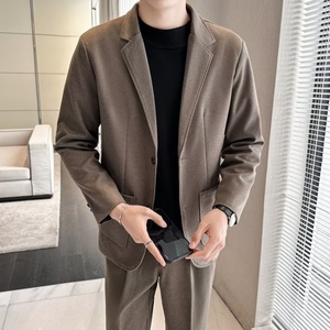 Costume décontracté en laine épaisse pour homme, tendance automne-hiver, coupe slim - Product Image 5