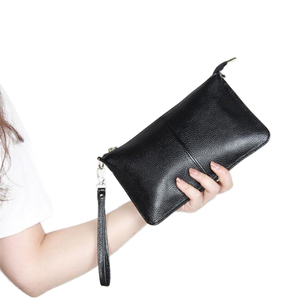 Vente en gros COWHERD YT-966 Pochette à main pour femme en <span class=keywords><strong>cuir</strong></span> véritable 100% avec dragonne, grande capacité, fermeture éclair longue, mini <span class=keywords><strong>porte</strong></span>-<span class=keywords><strong>monnaie</strong></span> - Product Image 1