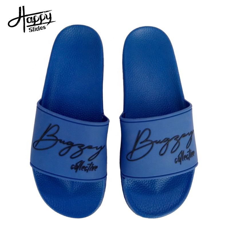 Happyslides/фирменные сандалии с логотипом; Высококачественные шлепанцы на резиновой подошве; Цвет Синий