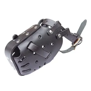 Factory strong dog muzzle, metal wire leather dog muzzle for large dog