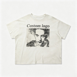 Camiseta Vintage para <span class=keywords><strong>Hombre</strong></span>, Lavada al Ácido, con Estampado de Retrato Desgastado, de Manga Corta, Estilo Retro Grunge, Unisex - Product Image 3